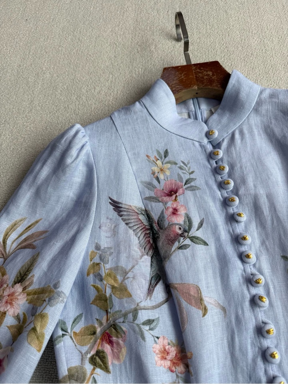 NWOT Zimmermann Floral Linen Mini Dress in Light Lavender, Size AU 0/1/2/3 - Picture 10 of 13